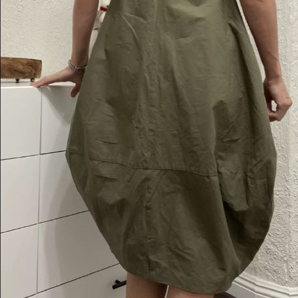 Imperial Olive Green Wrap Lagenlook Dress Made in Italy - Picture 4 of 8